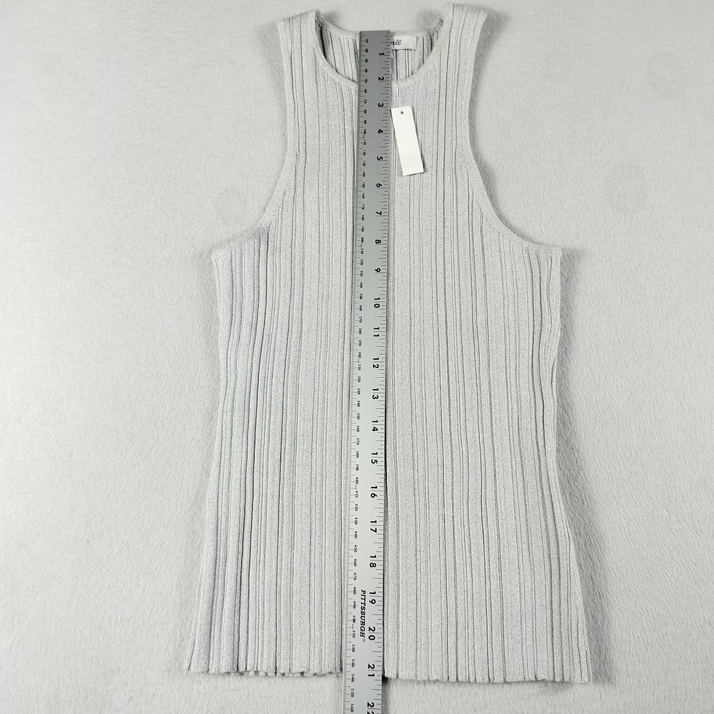 Madewell Tank Silver‎ Womans Small Signature Shimmer Knit Cutaway Sweater Ribbed - Picture 10 of 13